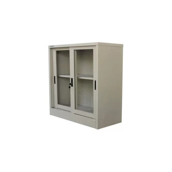 Buy Steel Sliding Glass Door Cupboard with 1 shelf low height high quality in UAE