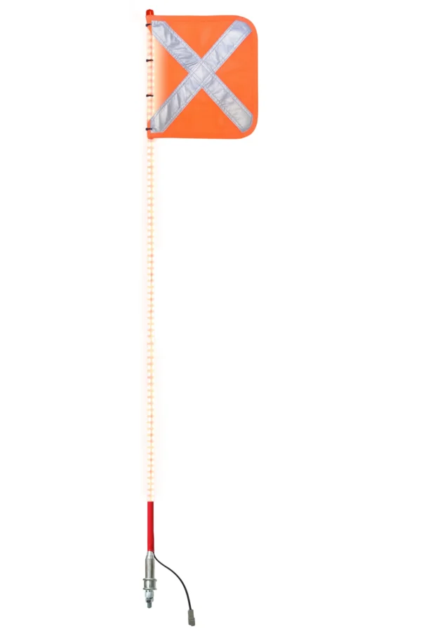 LED Buggy Whip with Orange X Flag, off-road safety accessory, UAE