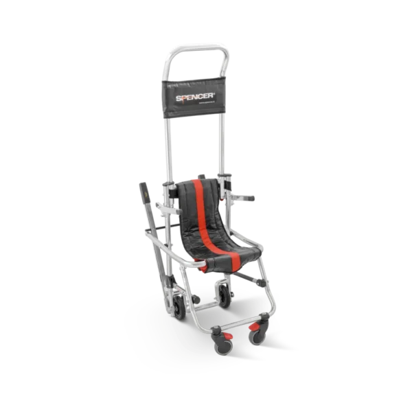 Spencer Skid-Ok Evacuation Chair, red and black, emergency rescue equipment, wheelchair