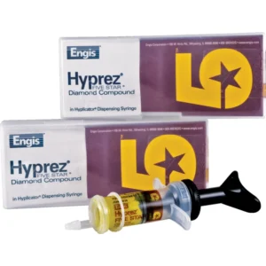 Engis Hyprez Diamond Compound, 10 micron grit, dispensing syringe, yellow and black packaging